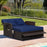 Patio Rattan Daybed with 4-Level Adjustable Backrest and Retractable Side Tray