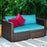 2 Pieces Patio Rattan Sectional Conversation Sofa Set