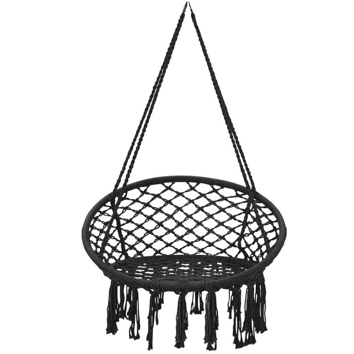 Hanging Macrame Hammock Chair with Handwoven Cotton Backrest