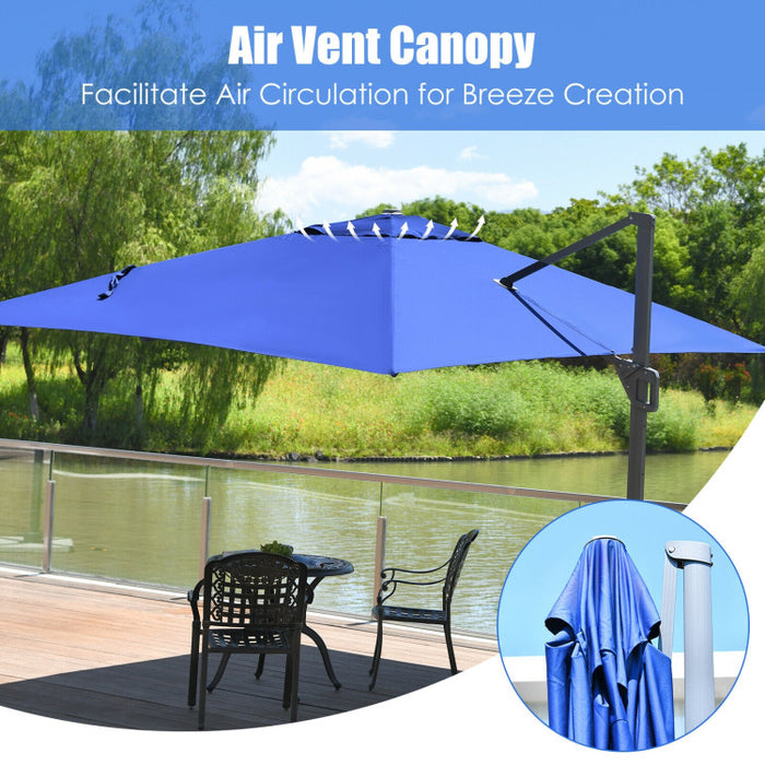 10 x 13 Feet Rectangular Cantilever Umbrella with 360° Rotation Function