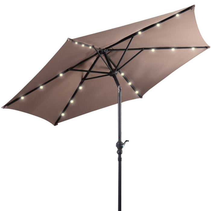 9 Feet Patio LED Solar Umbrella with Crank