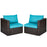 2 Pieces Patio Rattan Sectional Conversation Sofa Set