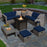 9 Pieces Outdoor Patio Furniture Set with 32-Inch Propane Fire Pit Table