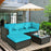 5 Pieces Outdoor Patio Rattan Furniture Set Sectional Conversation with Cushions(clearance)