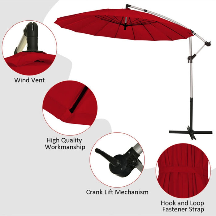 10 Feet Patio Offset Umbrella Market Hanging Umbrella for Backyard Poolside Lawn Garden