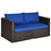 2 Pieces Patio Rattan Sectional Conversation Sofa Set