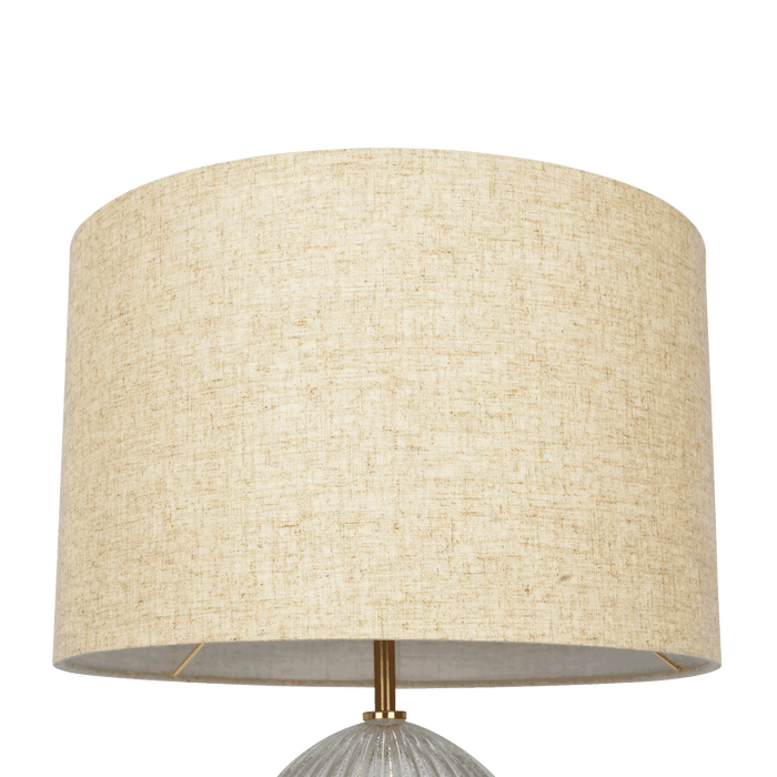 Aurora Ribbed Glass Lamp Base Clear Table Lamp Large Linen Shade - West Lamp