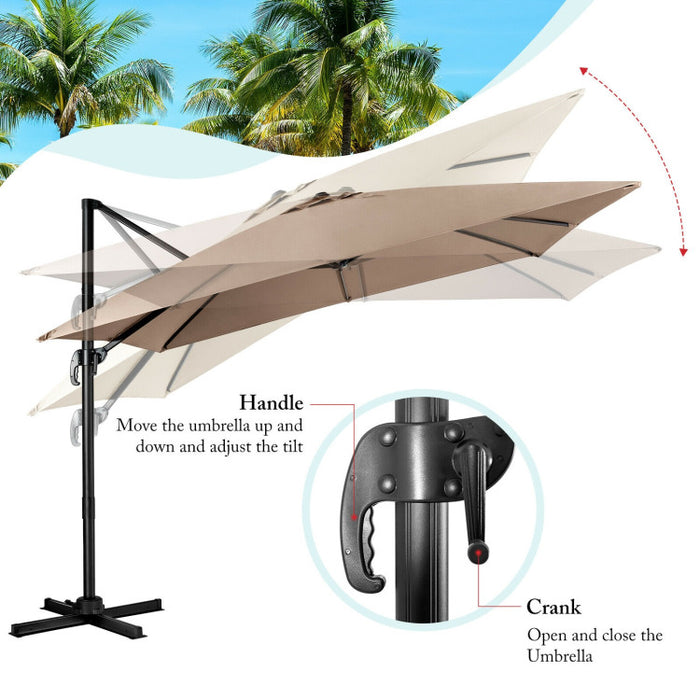 10 x 10 Feet 8-Rib Cantilever Offset Square Patio Umbrella with 3 Tilt Settings