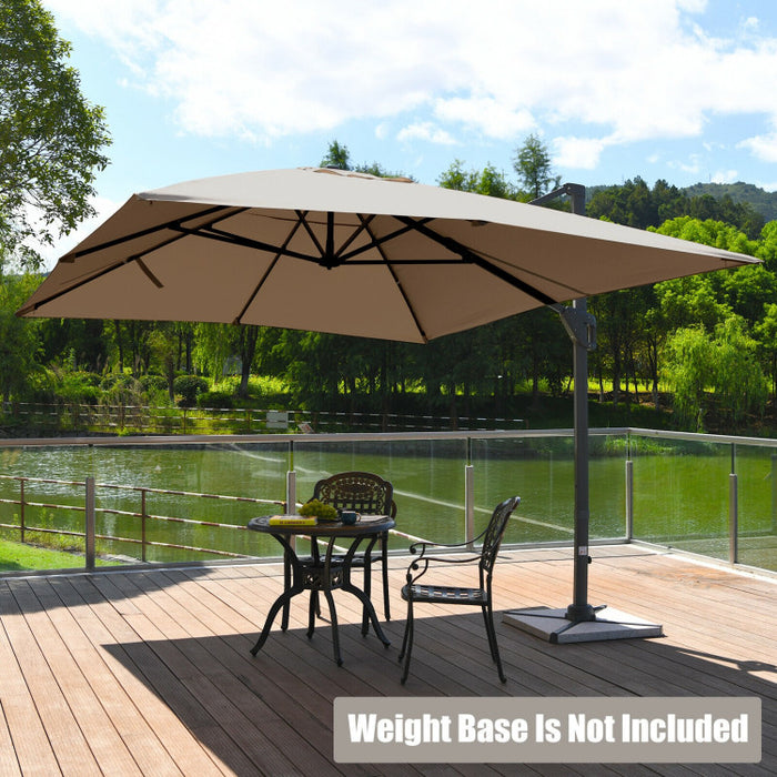 10 x 13 Feet Rectangular Cantilever Umbrella with 360° Rotation Function