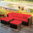 5 Pieces Patio Sectional Rattan Furniture Set with Ottoman Table