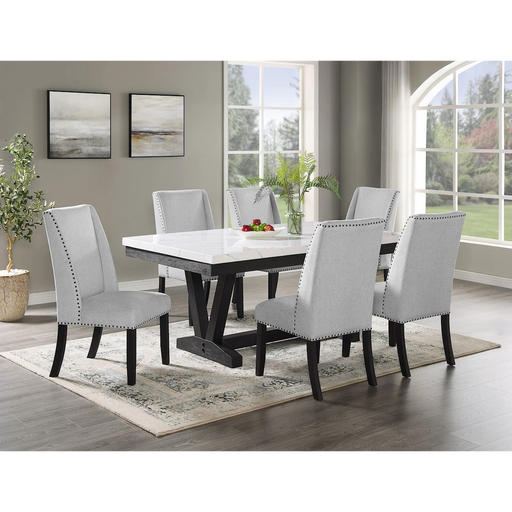 Varley/Vance  Transitional 7-Piece Geniune Marble Dining Set