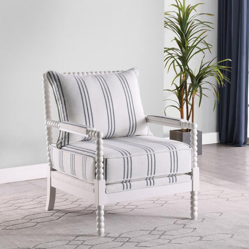 Blanchett Upholstered Accent Chair with Spindle Accent White and Navy