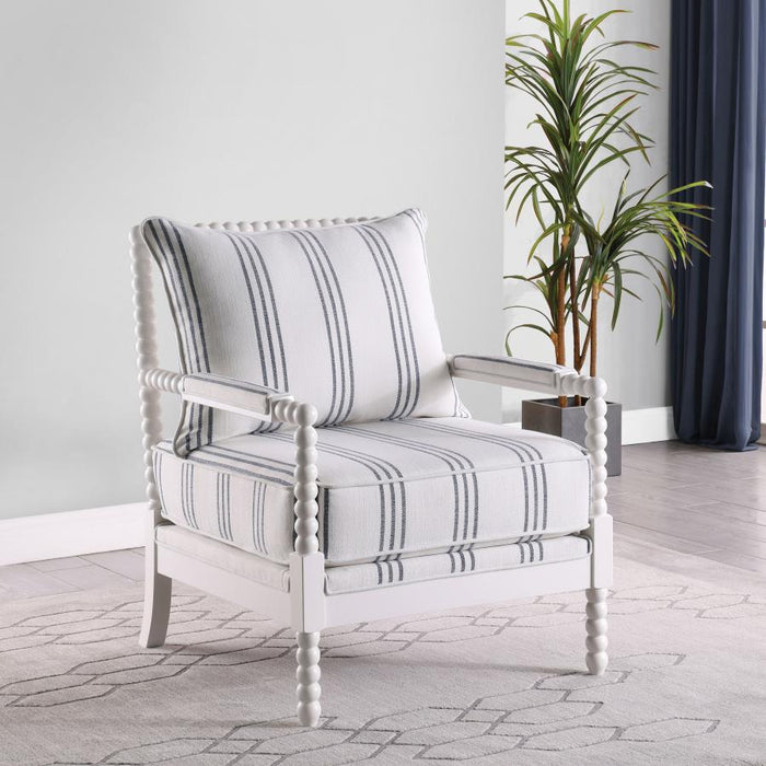 Blanchett Upholstered Accent Chair with Spindle Accent White and Navy