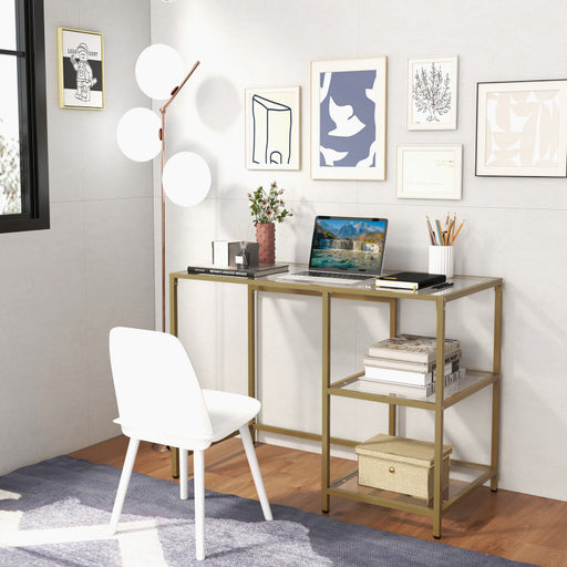 Modern Console Table with 2 Open Shelves and Metal Frame