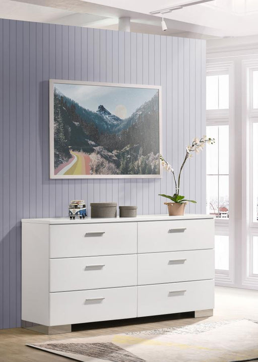 Felicity 6-drawer Dresser Glossy White