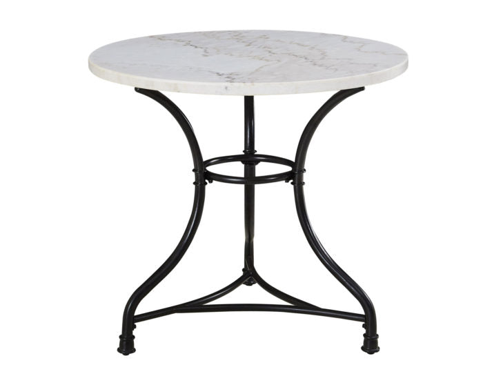 Claire 34 inch Round White Marble Top Bistro Table