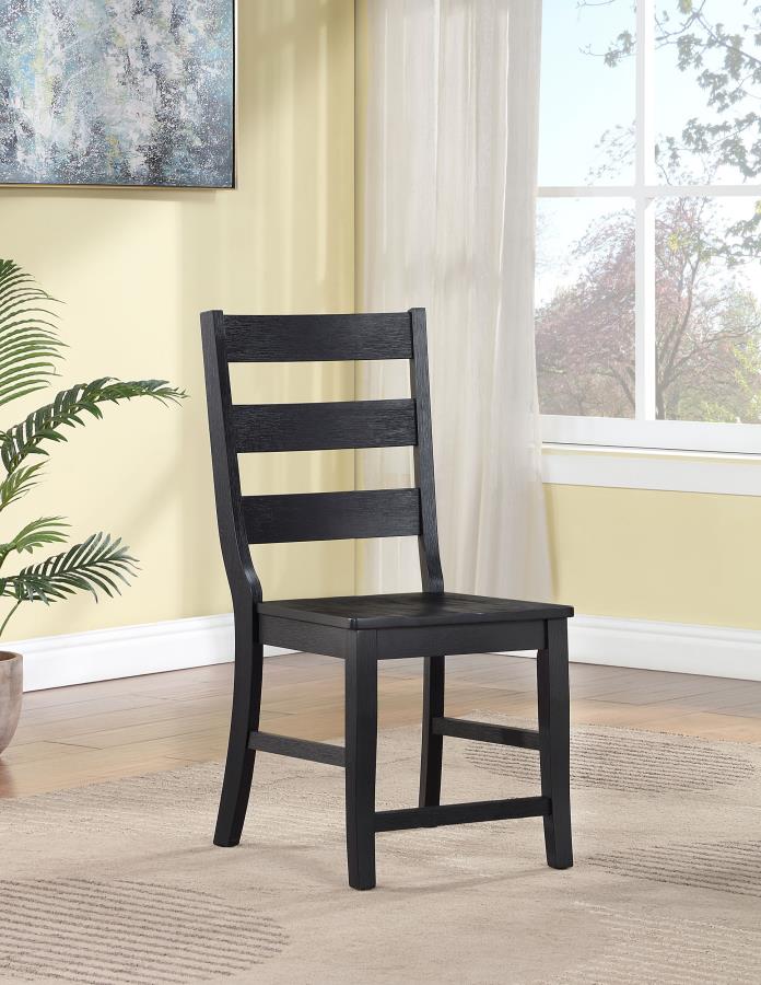 Newport Ladder Back Dining Side Chair Black (Set Of 2)