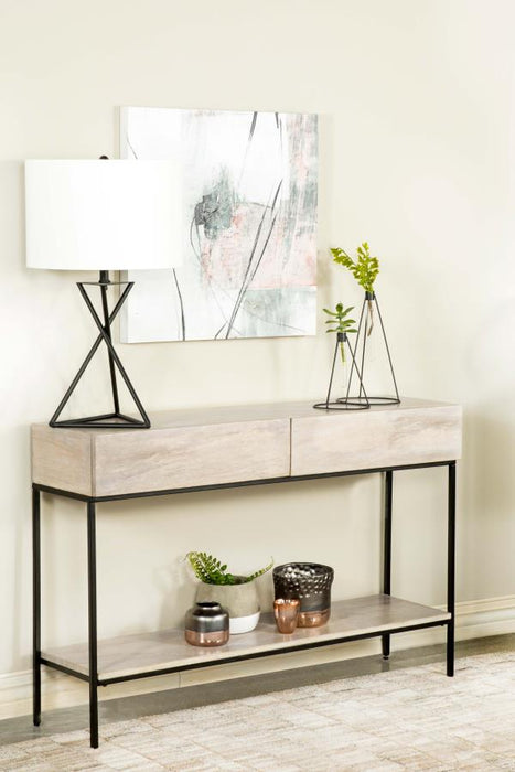 Rubeus 2-Drawer Console Table With Open Shelf White Washed