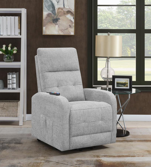 Howie Tufted Upholstered Power Lift Recliner Grey