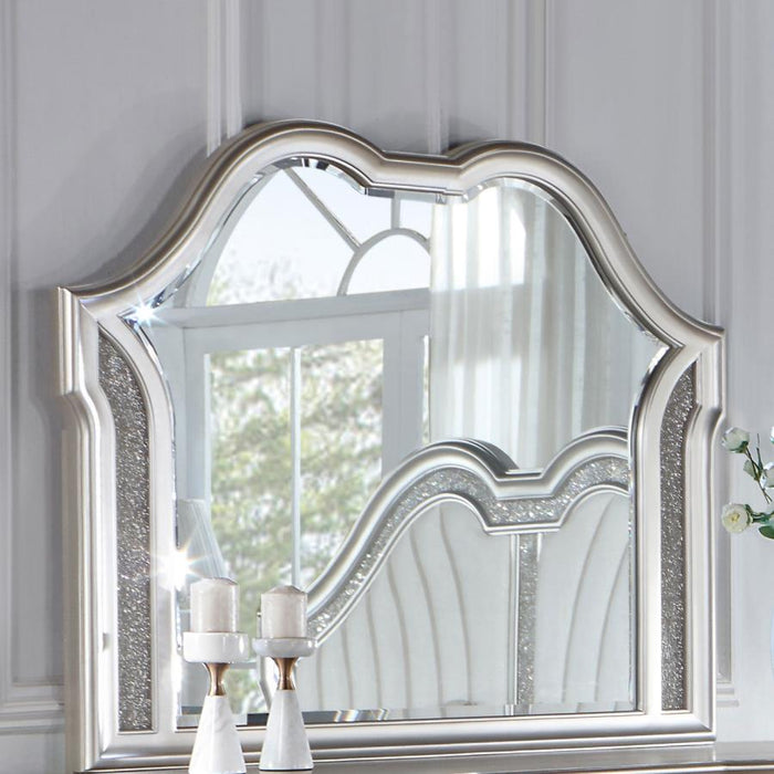 Evangeline Camel Top Dresser Mirror Silver Oak