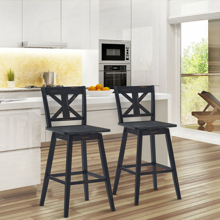 Set of 2 29 Inch 360-Degree Swivel Bar Stools for Home Restaurant