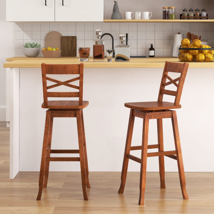 Swivel 30-Inch Bar Height Stool Set of 2 with Footrest