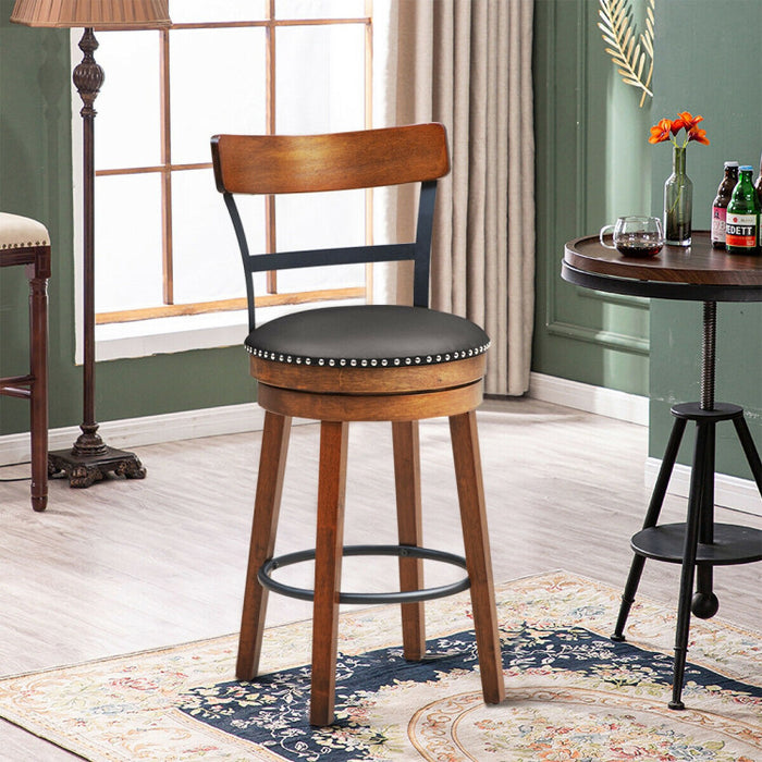 25.5 Inch/30.5 Inch 360-Degree Bar Swivel Stools with Leather Padded