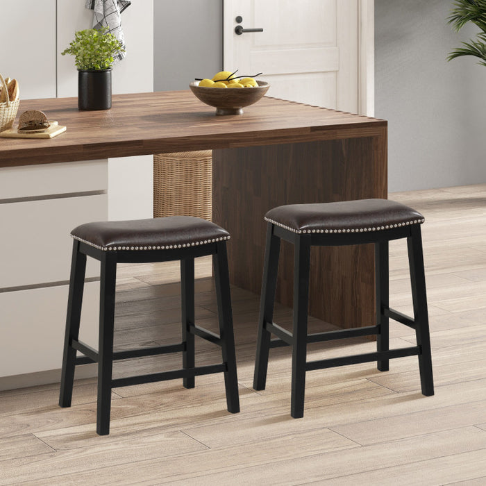 26 Inch Counter Height Bar Stool Set of 2 with Upholstered Seat