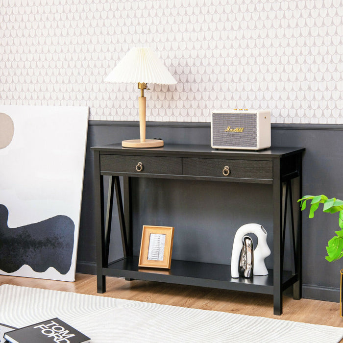 Console Table with Drawer Storage Shelf for Entryway Hallway