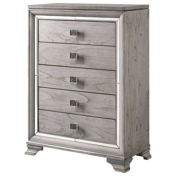 Vail 5-Drawer Chest with Mirrored Accents