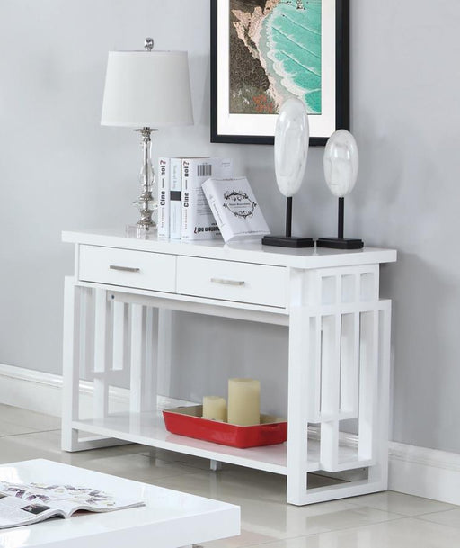 Schmitt Rectangular 2-Drawer Sofa Table High Glossy White