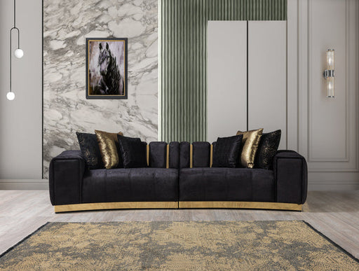 Michelle Black Velvet Curved Sectional