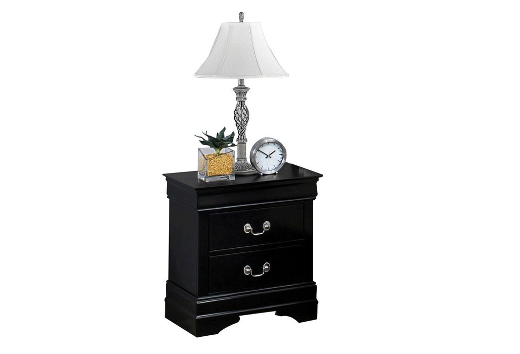 Louis Philip 2 Drawer Black Nightstand