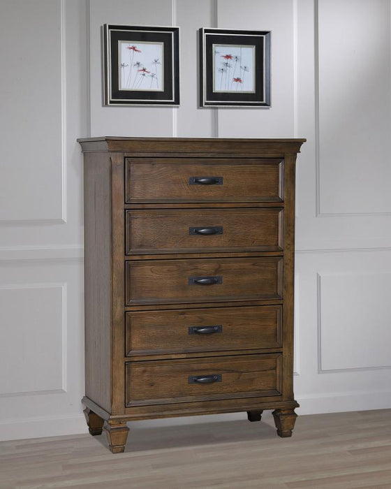 Franco 5-drawer Chest Burnished Oak