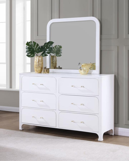 Anastasia 6-drawer Bedroom Dresser with Mirror Pearl White