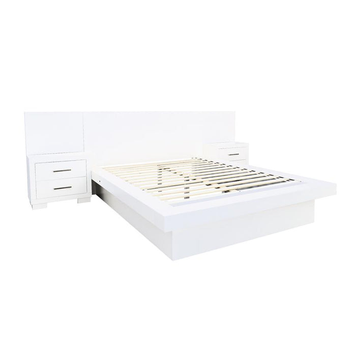 Jessica Platform Bed with Rail Seating White