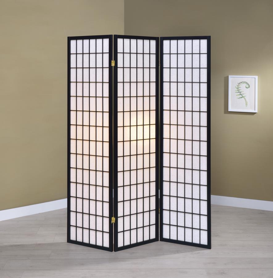 Carrie 3-Panel Folding Screen Black And White