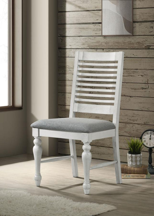 Aventine Ladder Back Dining Side Chair with Upholstered Seat Vintage Chalk and Grey (Set of 2)