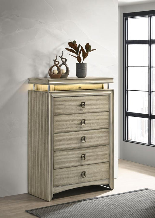 Giselle 6-Drawer Bedroom Chest With LED Rustic Beige