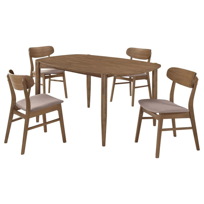 Dortch 5-piece Oval Solid Wood Dining Set Walnut