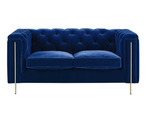 Charlene Velvet Button Tufted Rolled Arm Chesterfield Loveseat