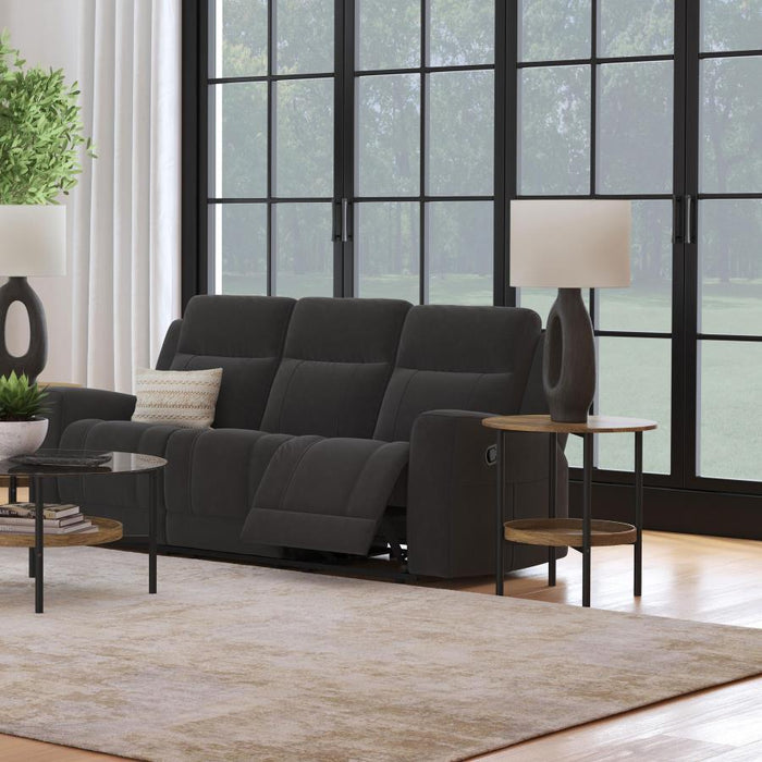 Brentwood Upholstered Motion Reclining Sofa Black