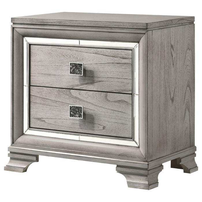 Vail 2-Drawer Nightstand with Mirrored Accents