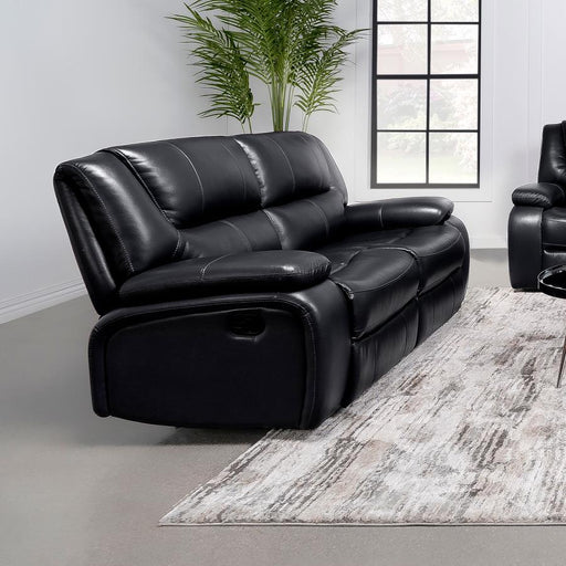 Camila Upholstered Motion Reclining Loveseat Black