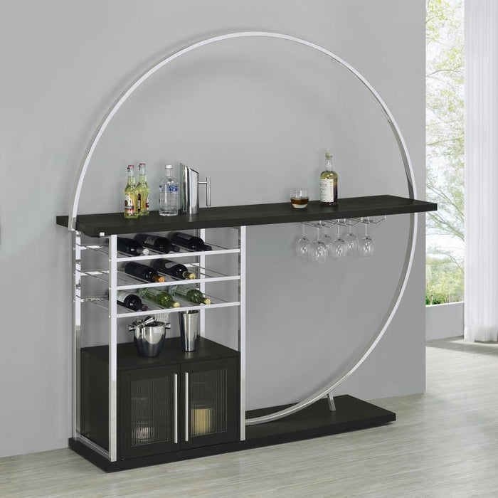 Risley 2-door Circular LED Home Bar with Wine Storage Dark Charcoal