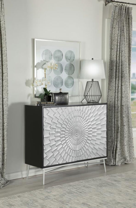 Josie Rectangular 2-Door Accent Cabinet Black And Silver