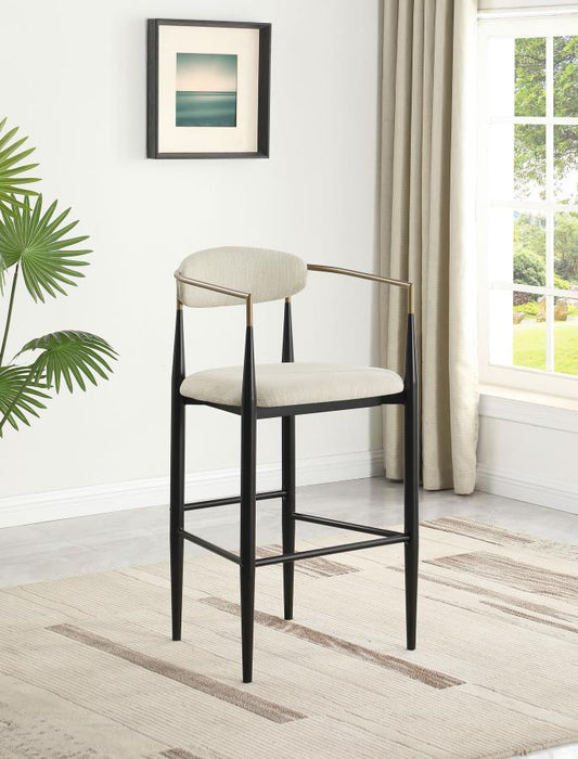 Tina Metal Pub Height Bar Stool with Upholstered Back and Seat set of 2