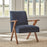 Cheryl Wooden Arms Accent Chair Dark Blue And Walnut