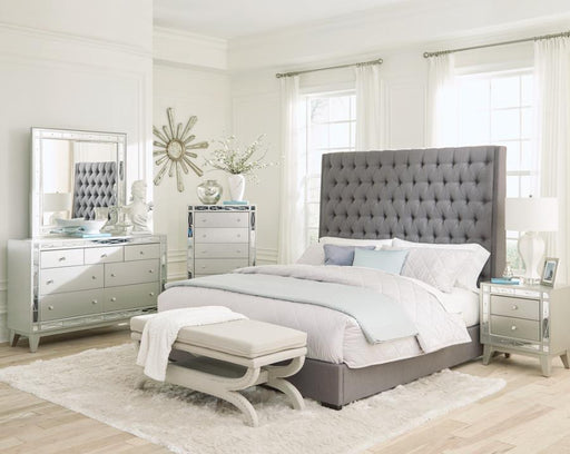 Camille 5-piece Bedroom Set Grey and Metallic Mercury