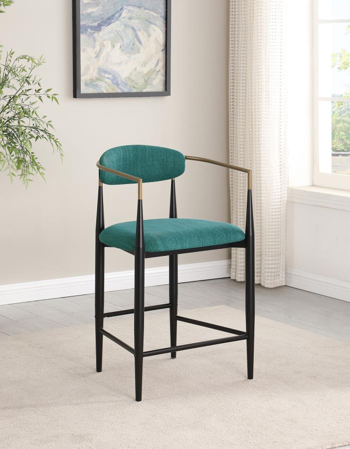 Tina Metal Counter Height Bar Stool with Upholstered Back and Seat